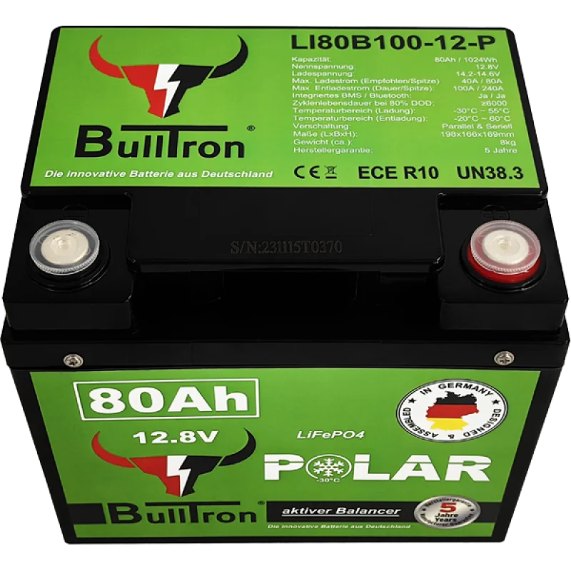 BullTron 230Ah Polar LiFePO4 12.8V Akku mit Smart BMS, Bluetooth